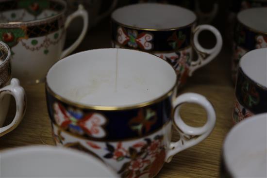 A group of assorted teawares including Victorian porcelain and Crown Derby